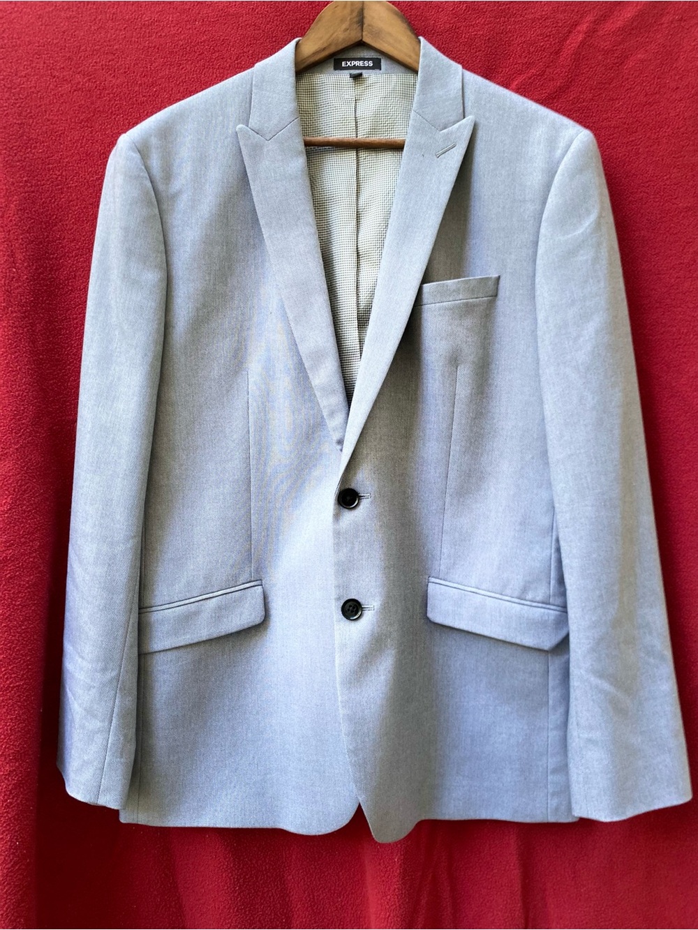 Express Men’s Light Gray Blazer - Two-Button Tailored Sport Coat